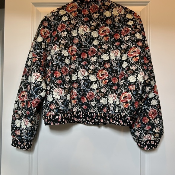 Zara Moody Tinsel Floral Quilted Bomber Jacket L - Picture 4 of 7